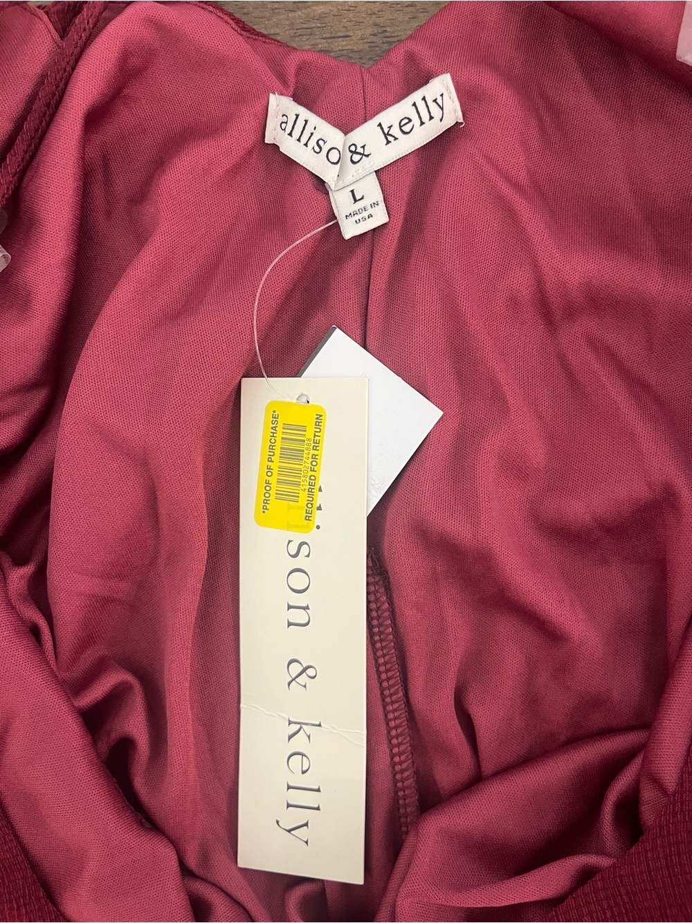 Allison & Kelly Burgundy Crisscross Back Mini Dress Long Sleeves Womens Large - Picture 2 of 10